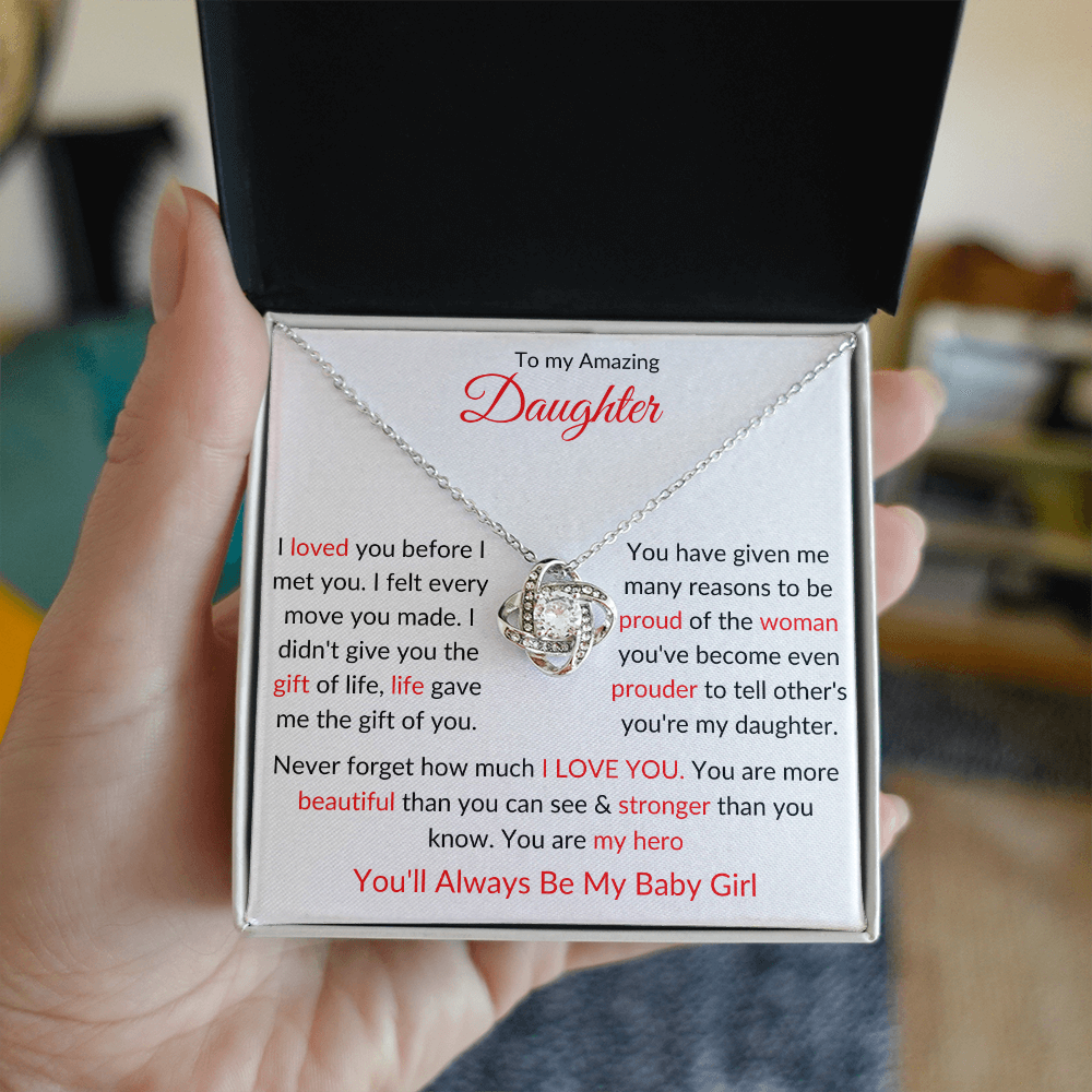 Beautiful Gift for "My Amazing Daughter" Love Knot Necklace