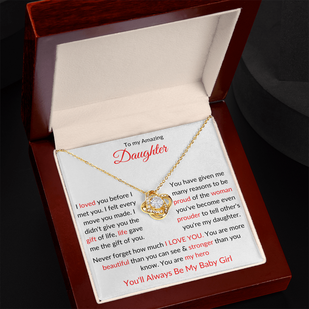 Beautiful Gift for "My Amazing Daughter" Love Knot Necklace
