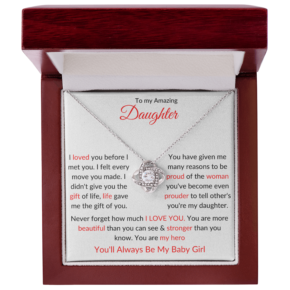 Beautiful Gift for "My Amazing Daughter" Love Knot Necklace