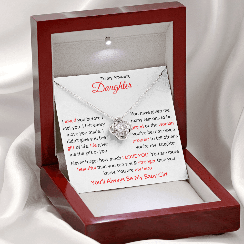 Beautiful Gift for "My Amazing Daughter" Love Knot Necklace