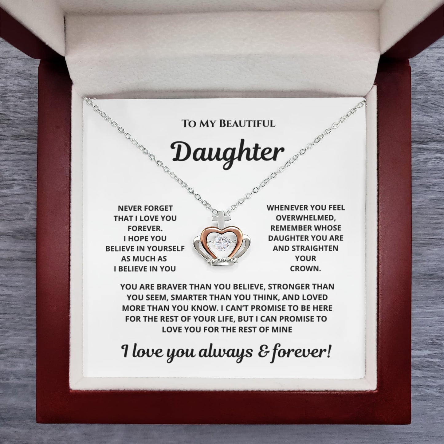 👑 Inspirational Daughter Crown Necklace Gift