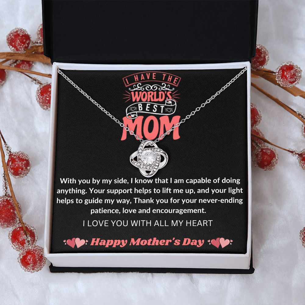 World's greatest mom love knot necklace