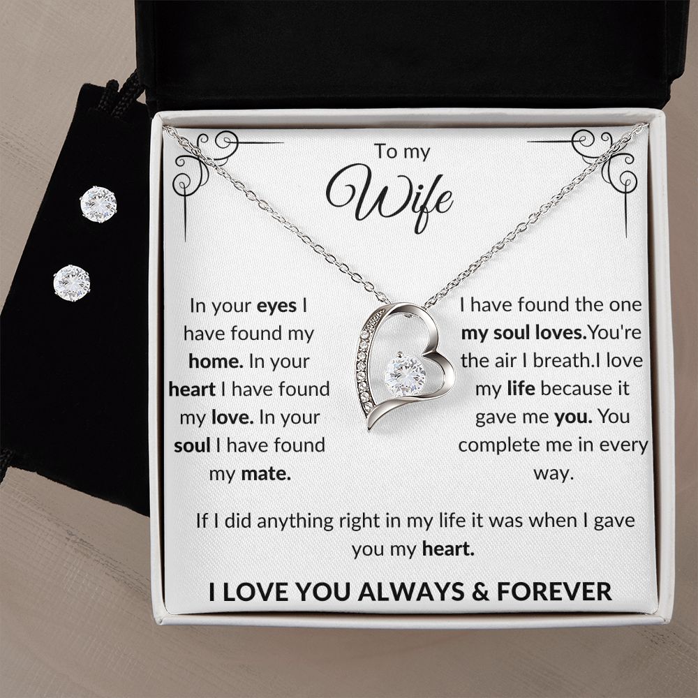 To My Wife Forever Love Earrings & Necklace Set
