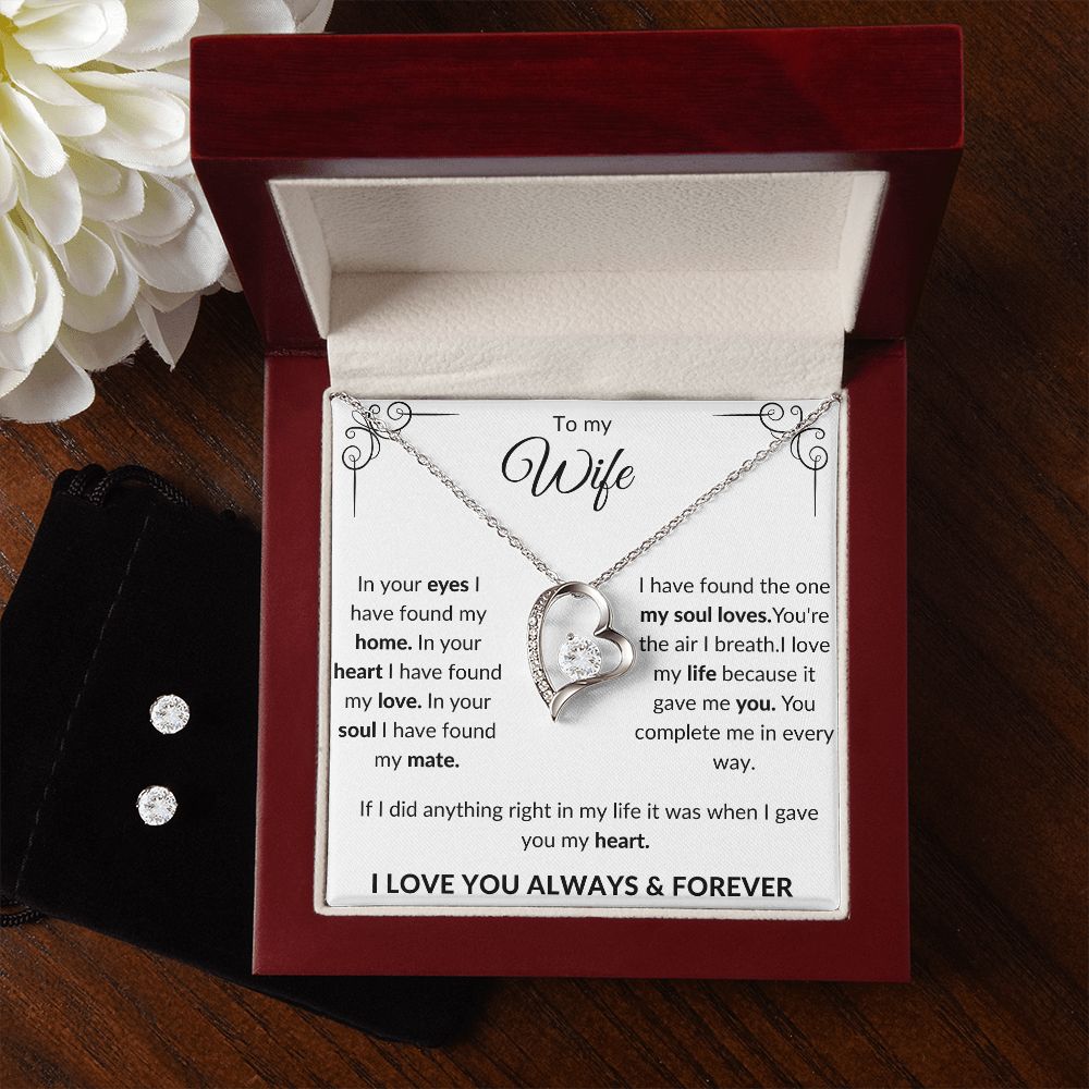 To My Wife Forever Love Earrings & Necklace Set