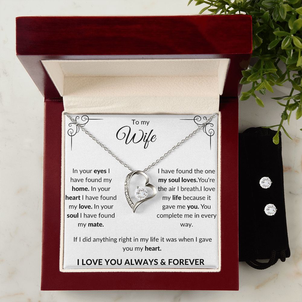 To My Wife Forever Love Earrings & Necklace Set