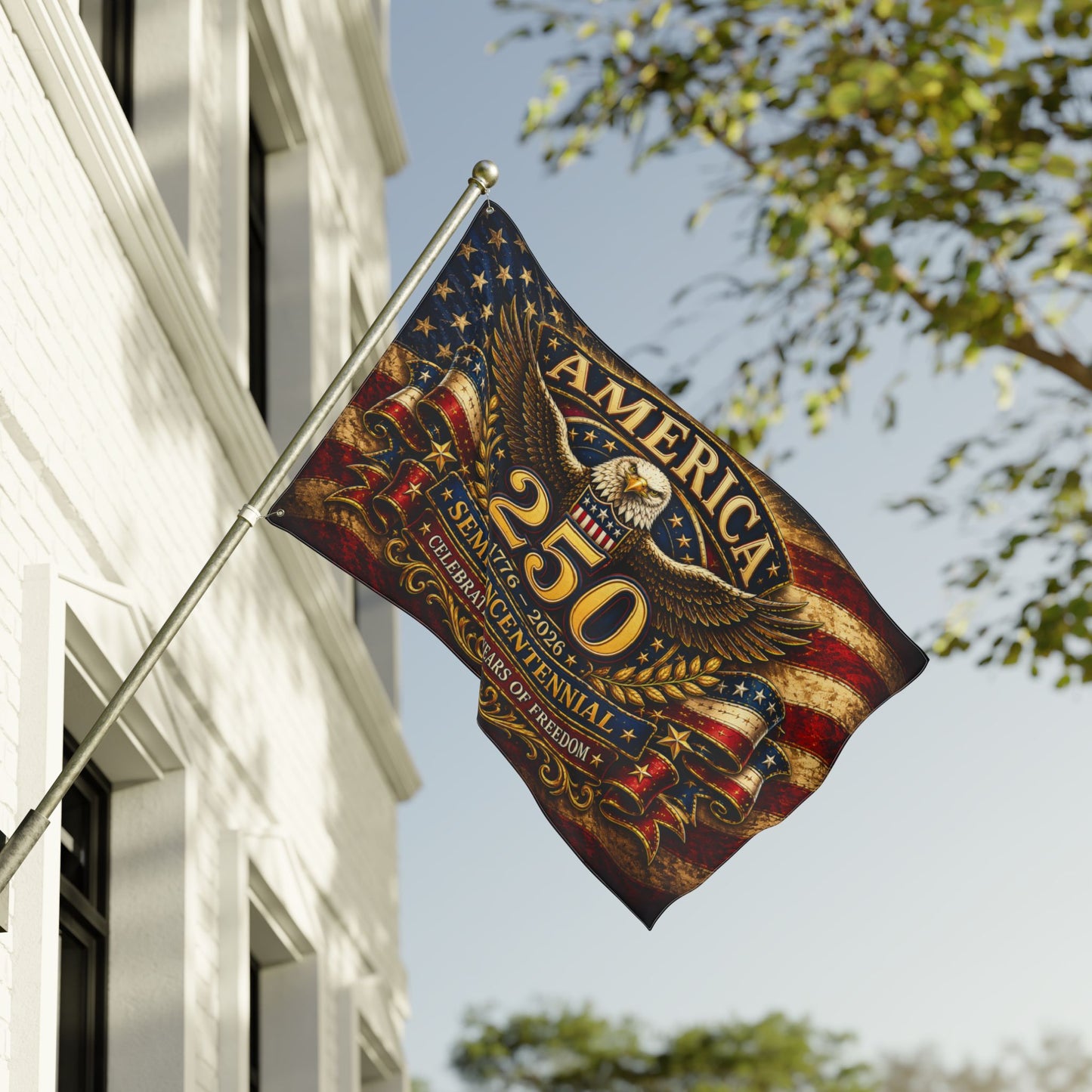 America 250 Semiquincentennial Double Sided Patriotic Eagle Flag