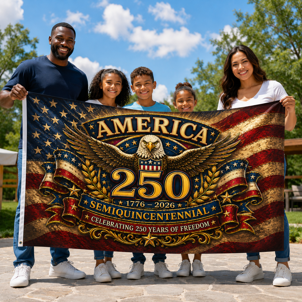 America 250 Semiquincentennial Double Sided Patriotic Eagle Flag