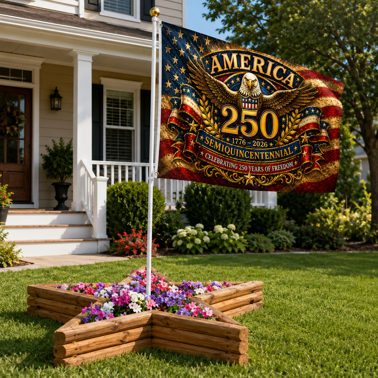 America 250 Semiquincentennial Double Sided Patriotic Eagle Flag