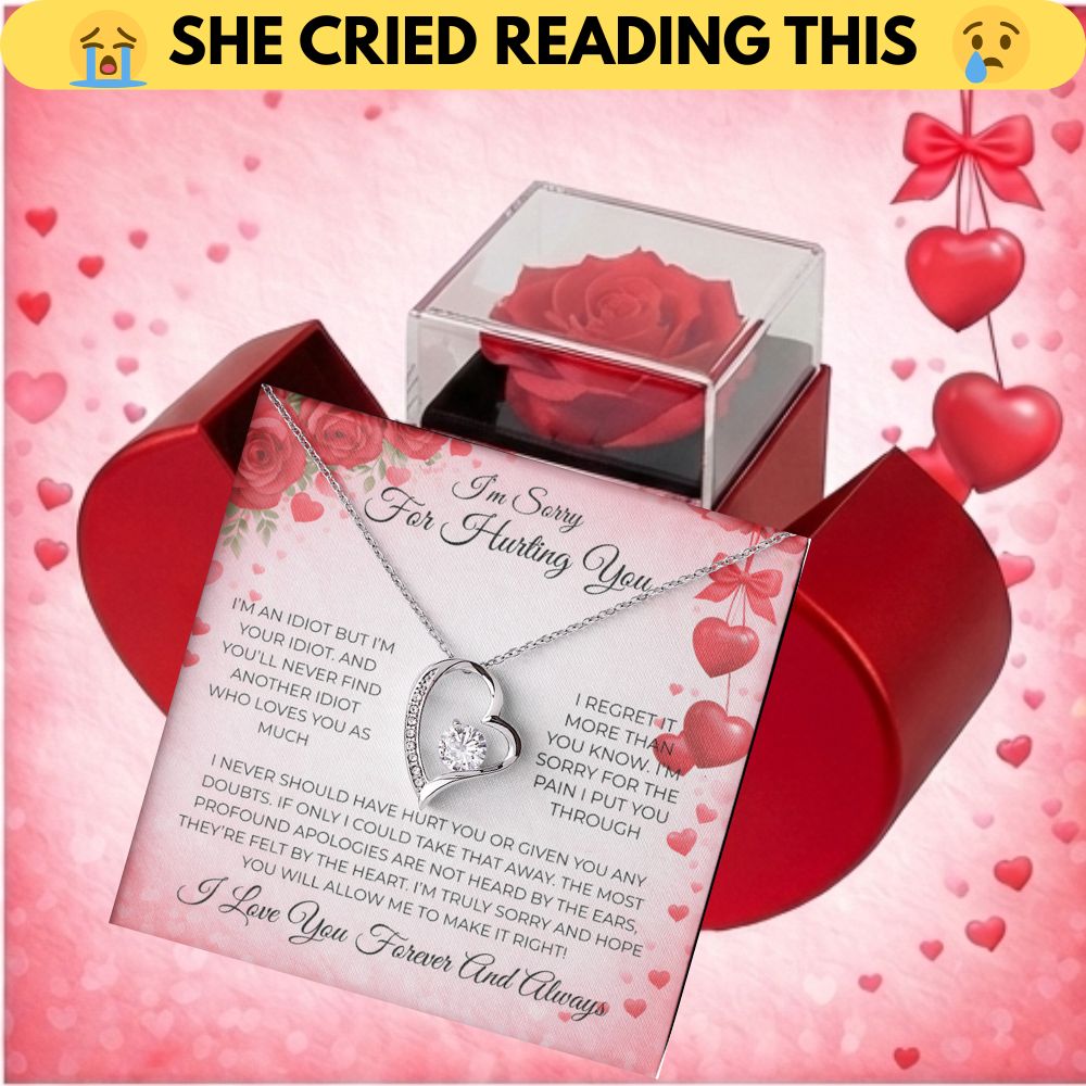 “Please Forgive Me” “I’m Sorry” Forever Love Necklace & Heart Box Gift Set