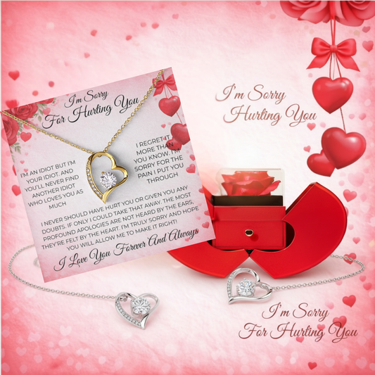 “Please Forgive Me” “I’m Sorry” Forever Love Necklace & Heart Box Gift Set