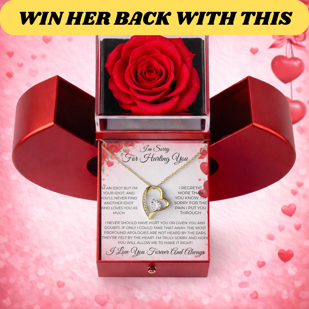 “Please Forgive Me” “I’m Sorry” Forever Love Necklace & Heart Box Gift Set