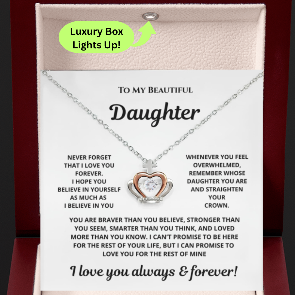 👑  Inspirational Daughter Crown Necklace Gift