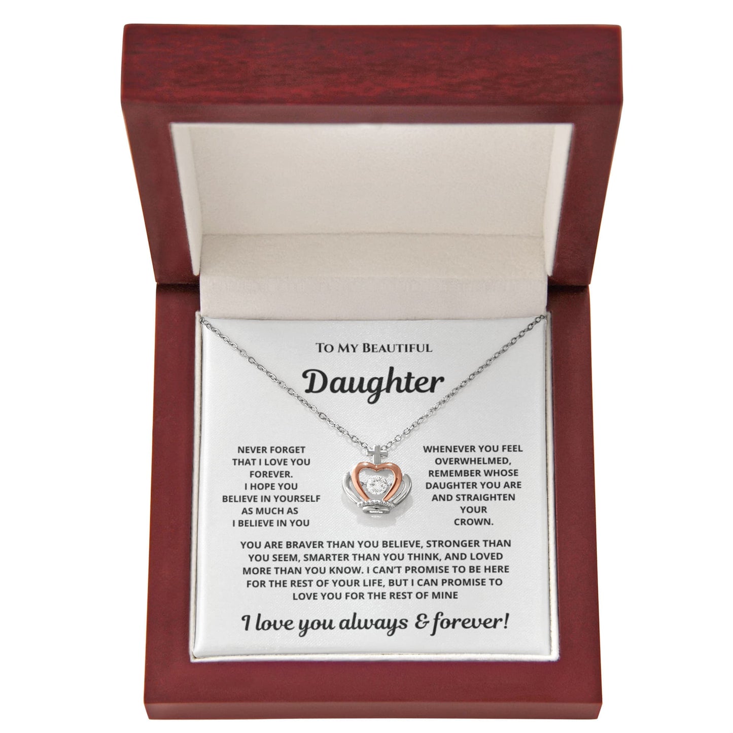👑  Inspirational Daughter Crown Necklace Gift
