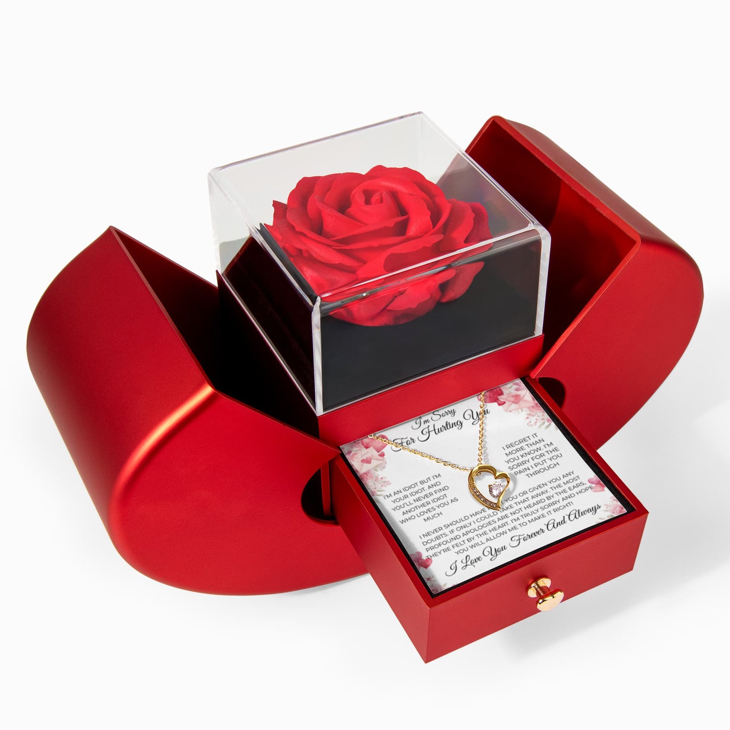 Apology Gift That Melts Hearts- Forever Love Necklace with Romantic Message & Rose Box