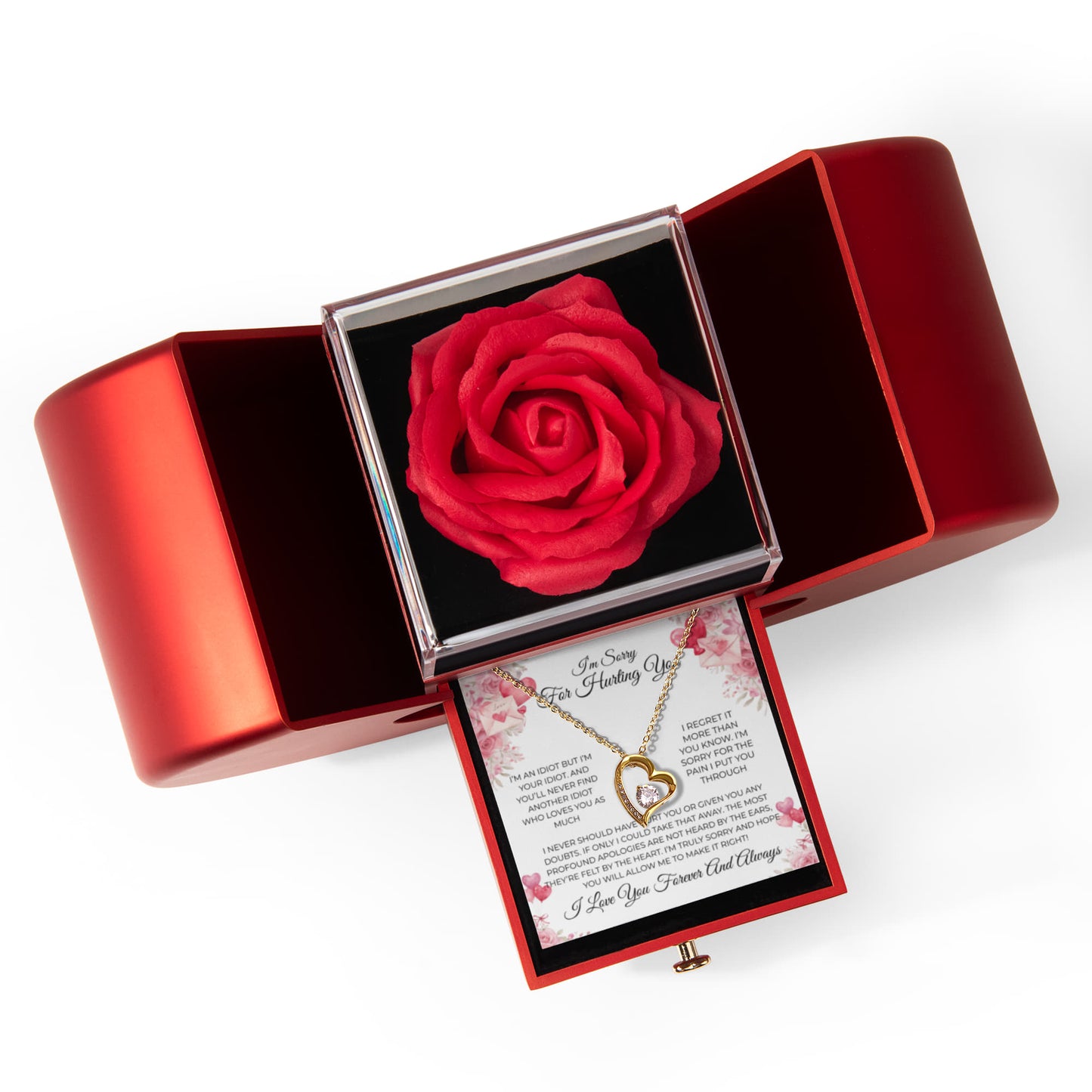 Apology Gift That Melts Hearts- Forever Love Necklace with Romantic Message & Rose Box